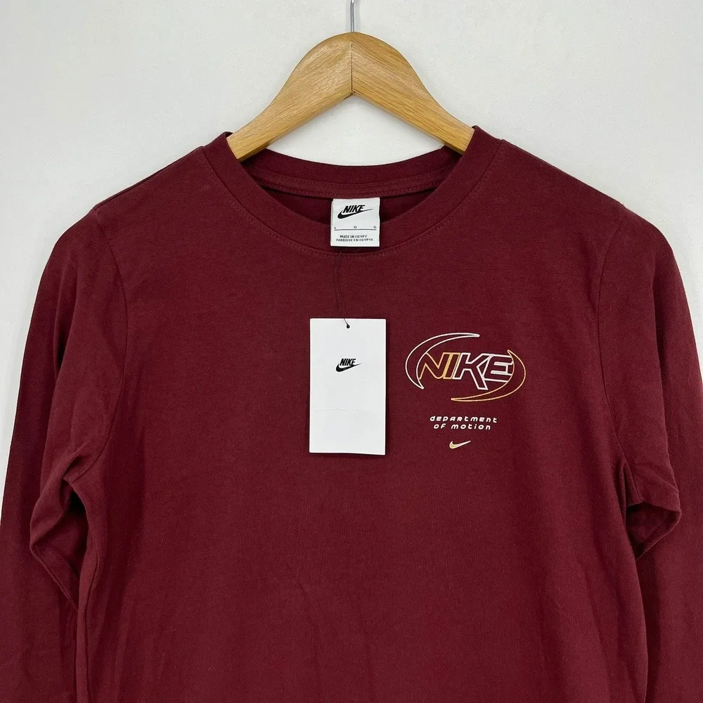 Nike Kids Department of Motion Long Sleeve T-Shirt Burgundy Size L New NWT